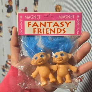Vintage Troll Fantasy Friends" troll doll Magnet Blue Hair 2 Pack